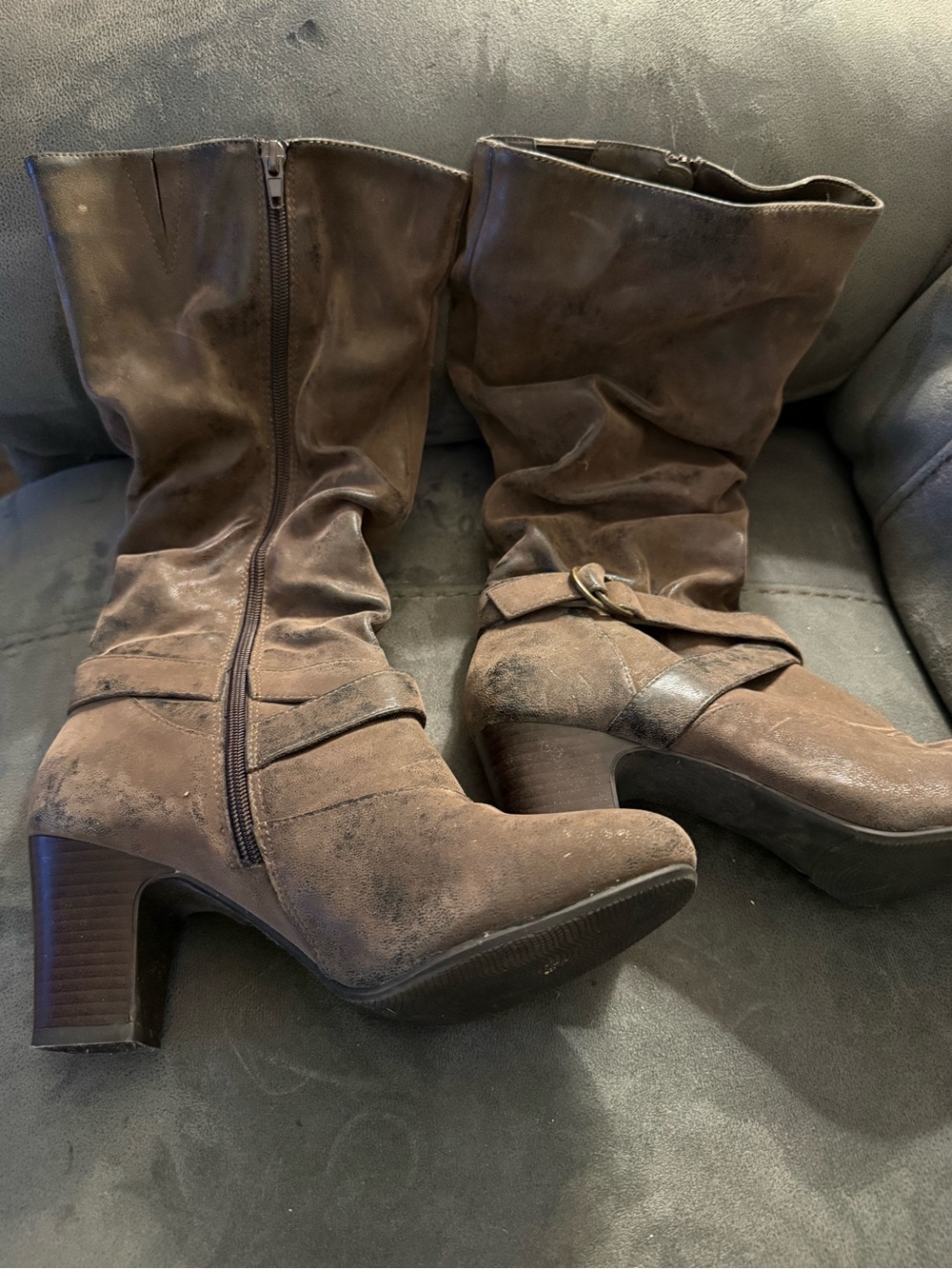 Women’s Mid-Calf Brown Heeled Boots